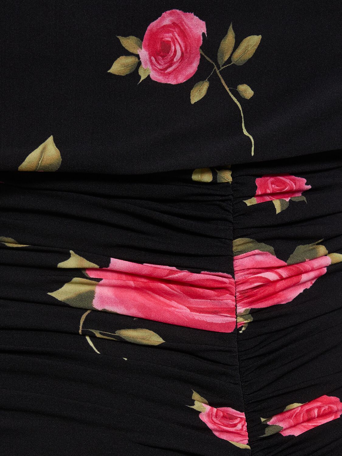 Shop Magda Butrym Printed Jersey Off Shoulder Mini Dress In Black,pink