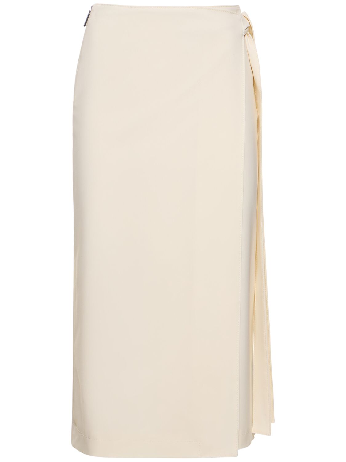 Msgm Stretch Wool Wrap Midi Skirt In Off White