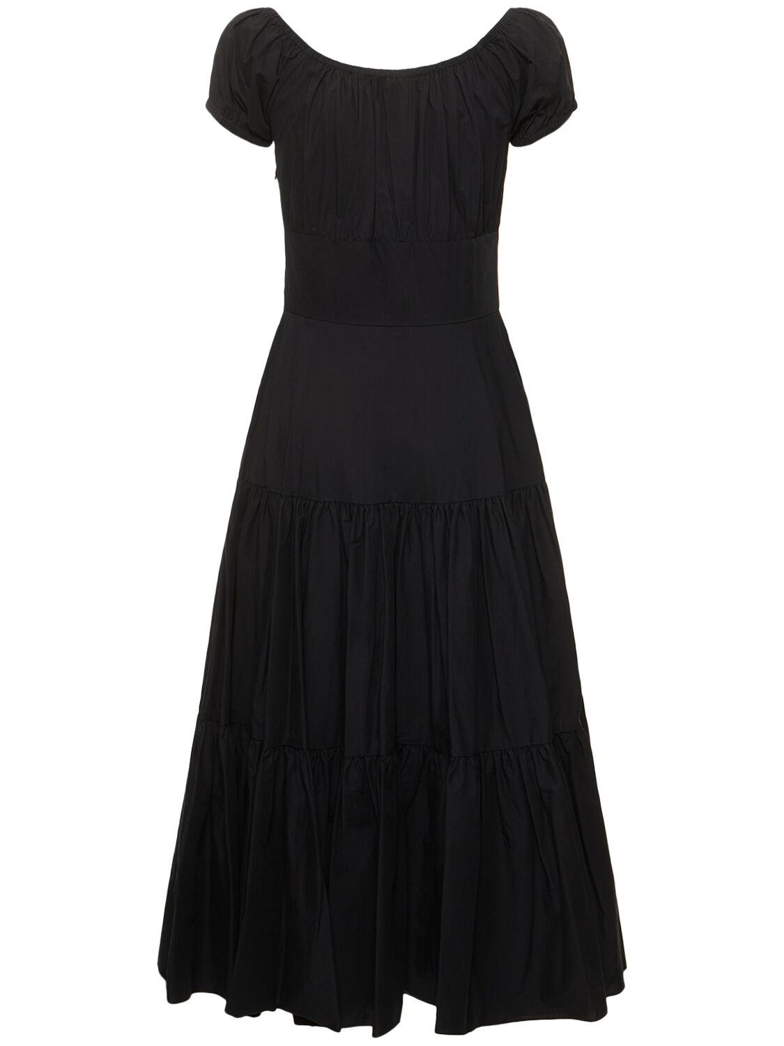 Michael Kors Cotton Poplin Midi Dress In Black