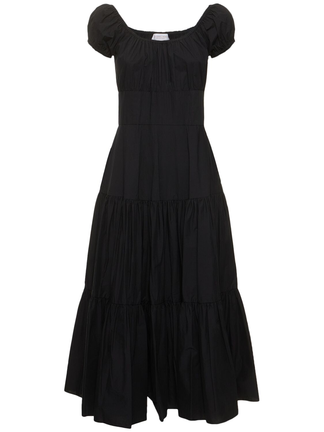 Michael Kors Cotton Poplin Midi Dress In Black