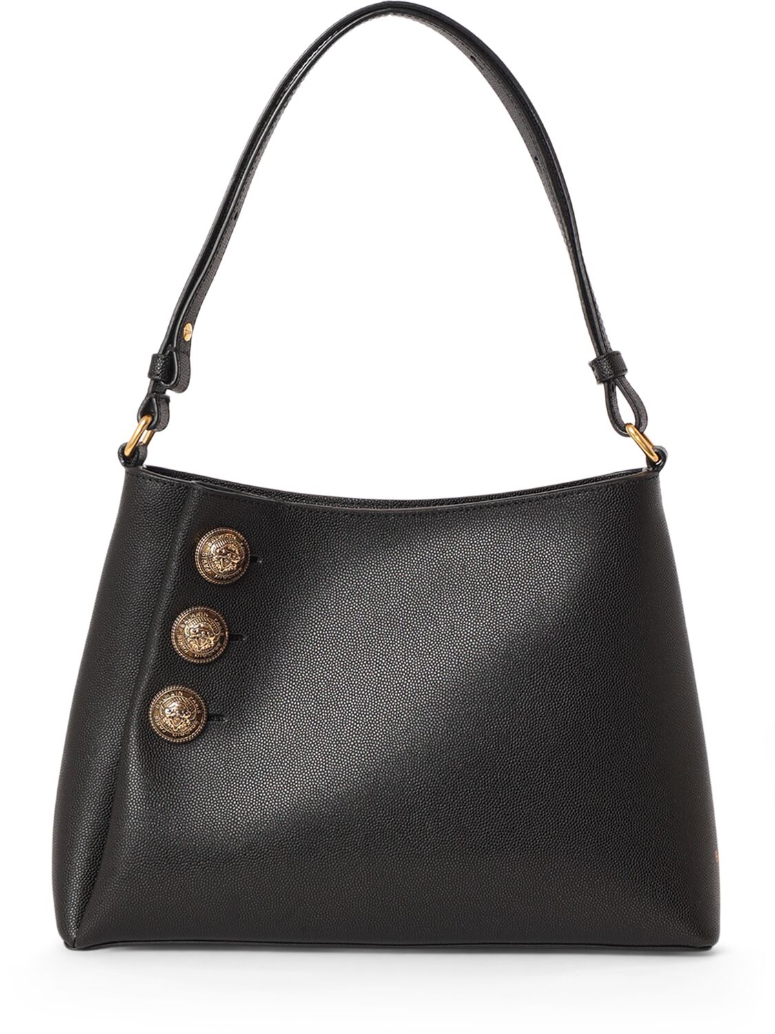 Balmain Embleme Leather Shoulder Bag In Noir