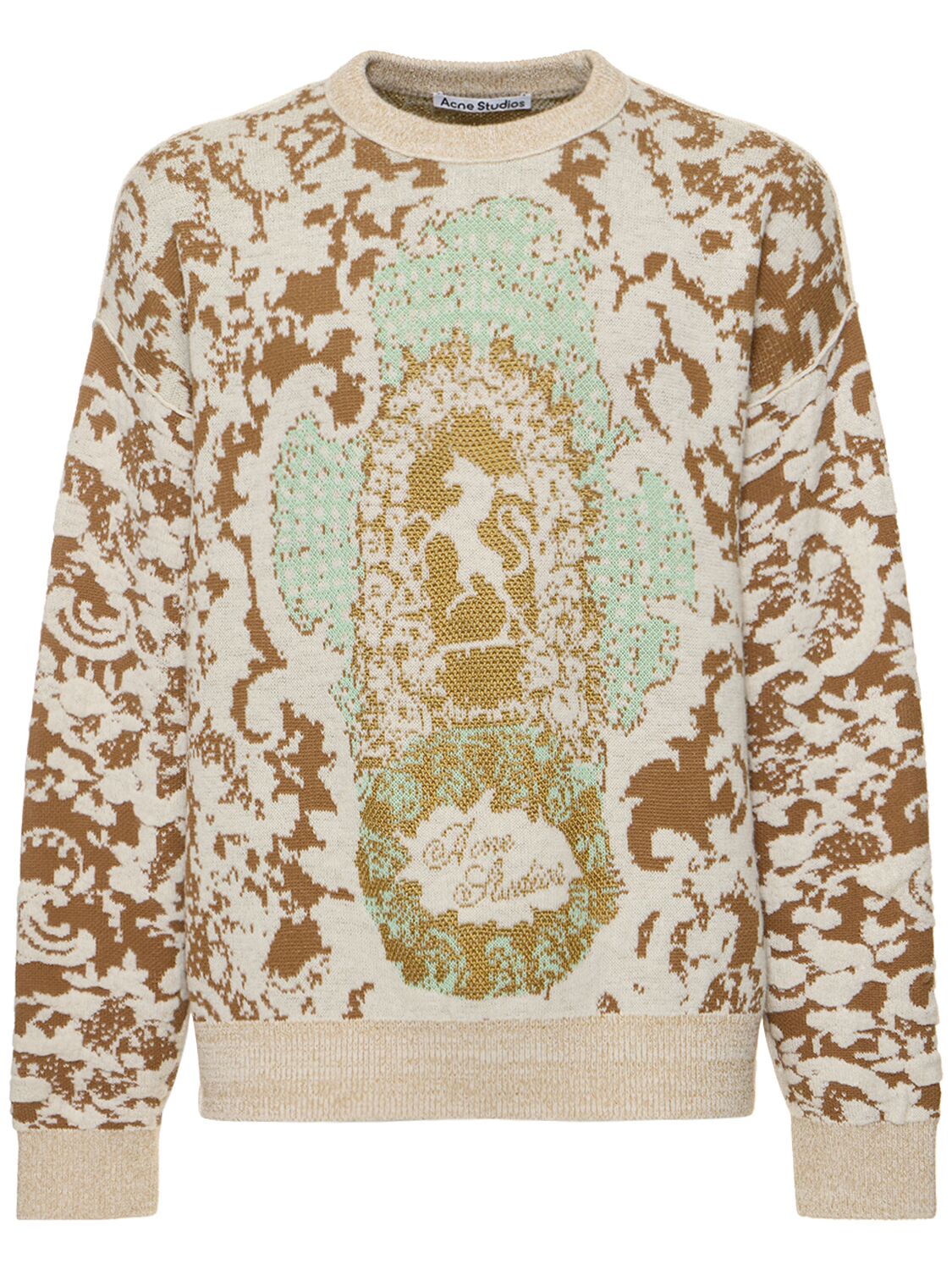 Acne Studios Korse Love Letter Jacquard Wool Sweater In Jade Green