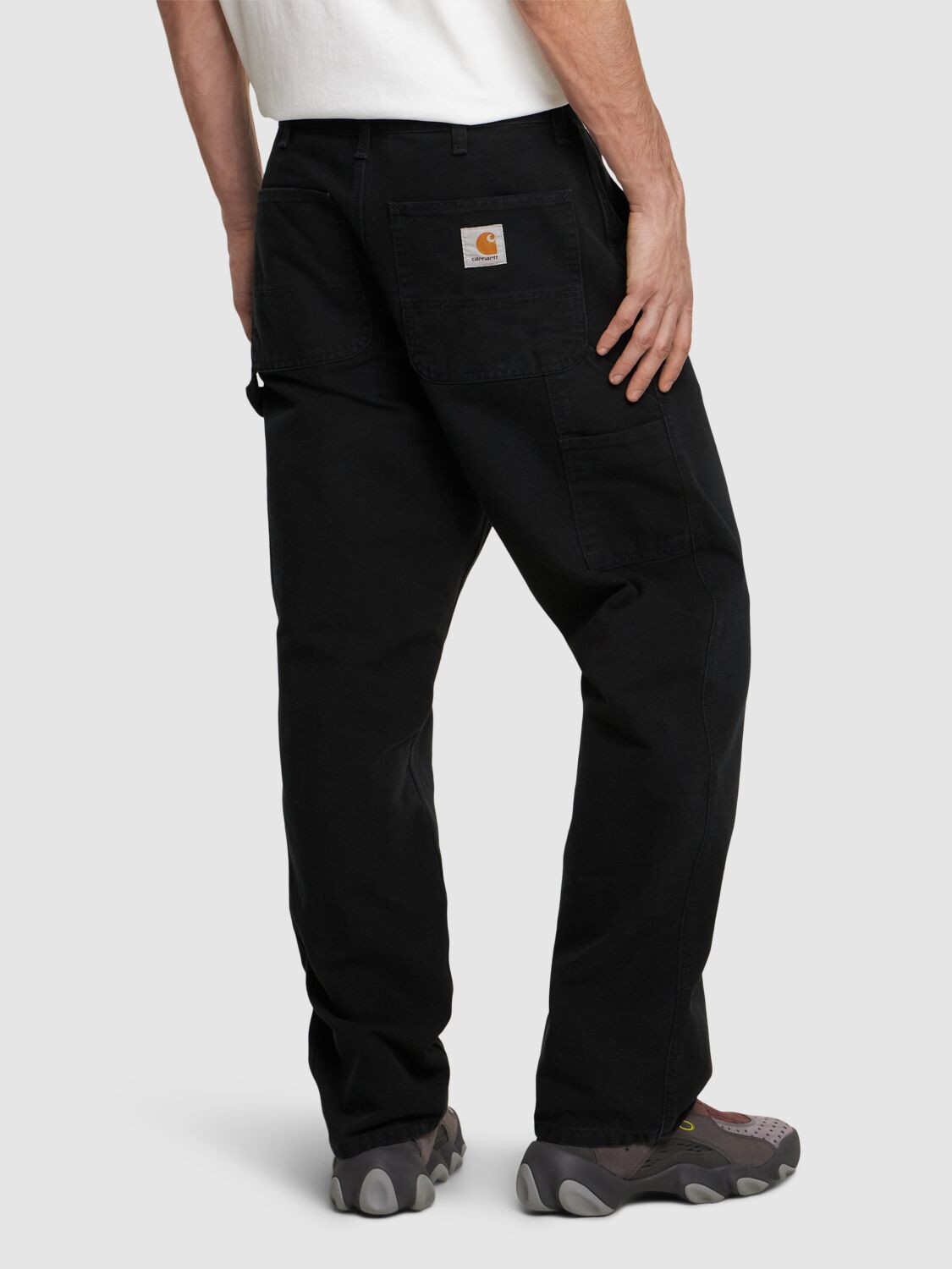 Shop Carhartt Single Knee Organic Cotton Pants In Black Aged Canv