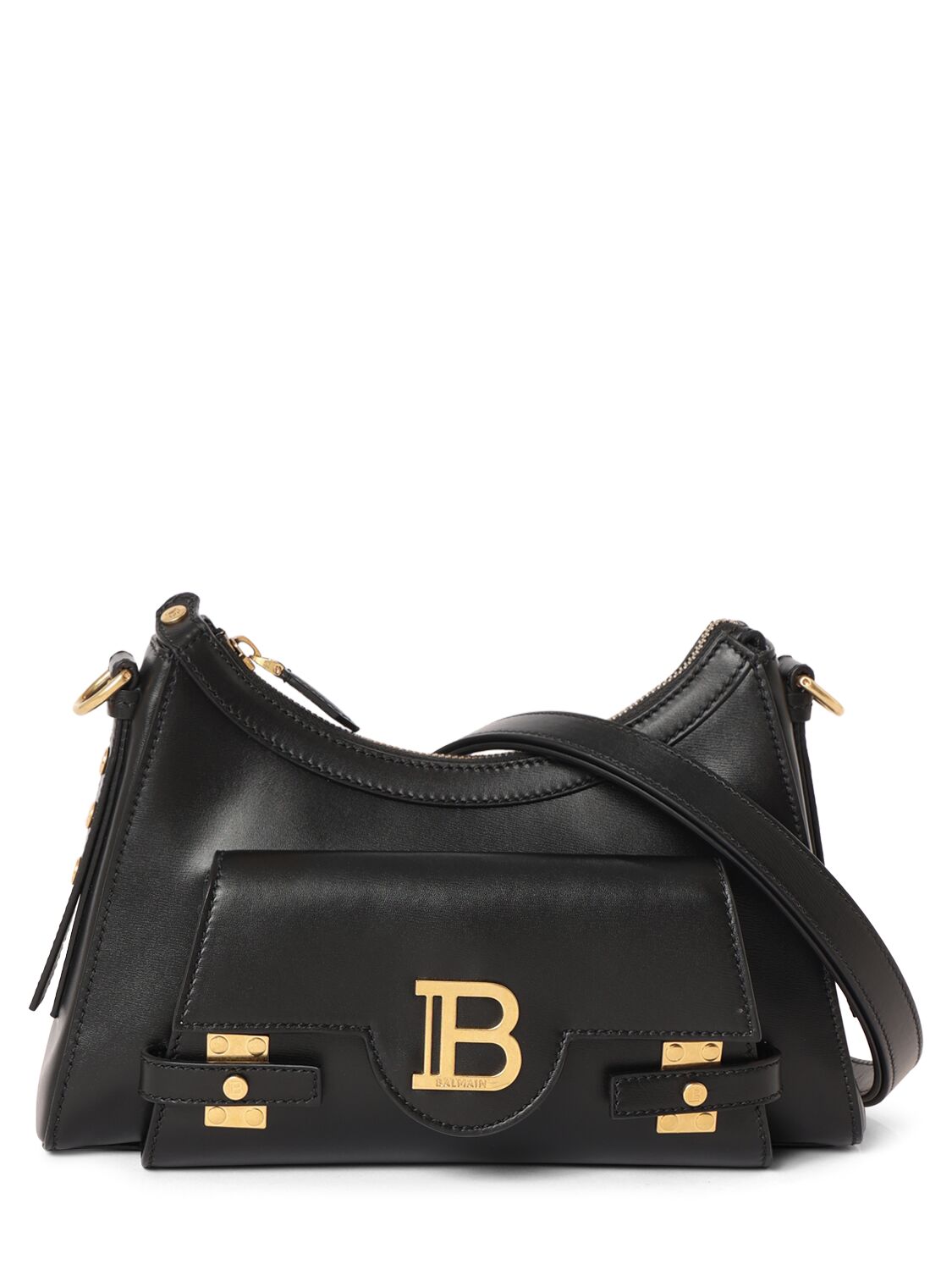 Balmain B-buzz Hobo Leather Bag In Noir