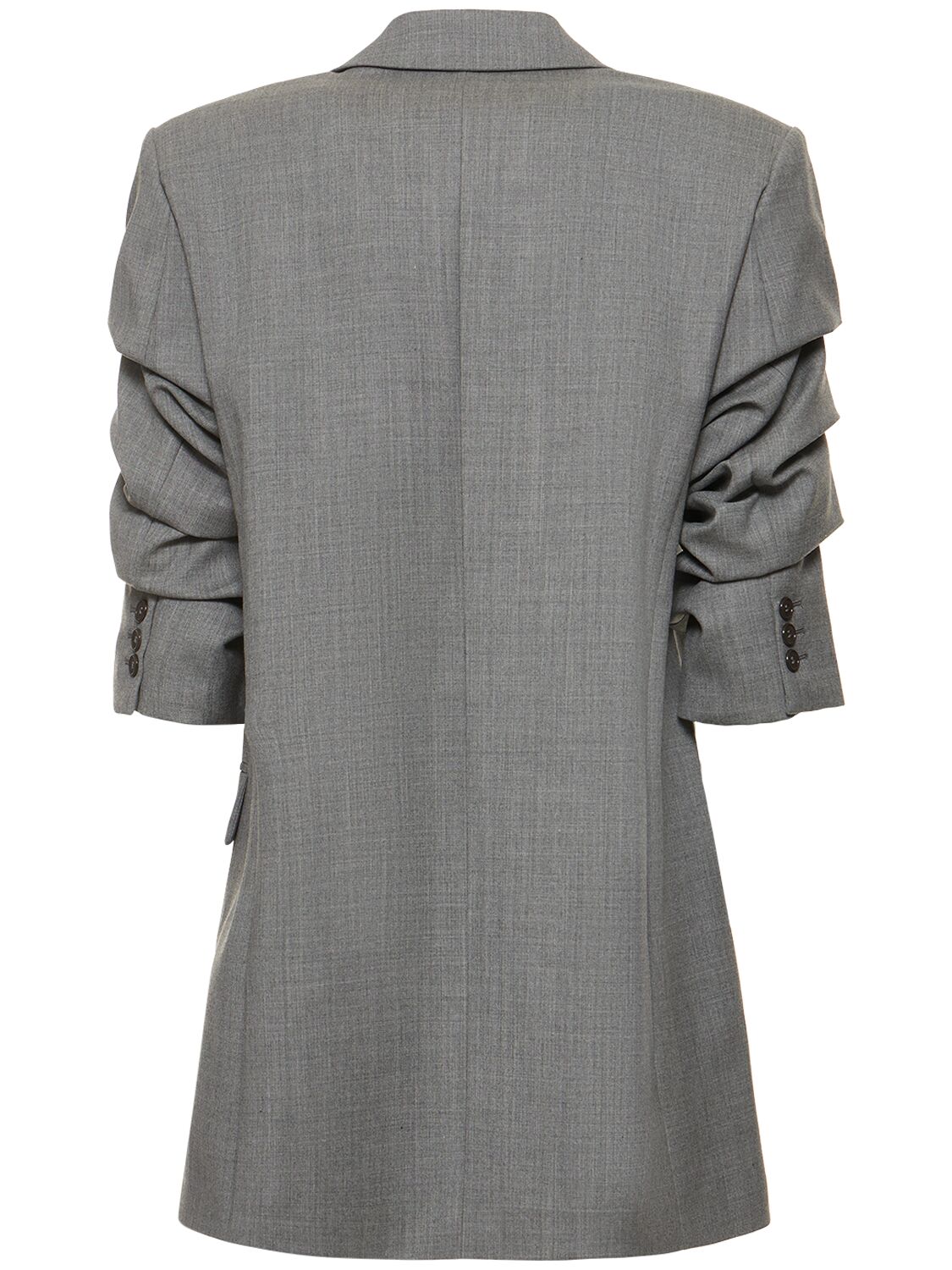 Shop Michael Kors Single Breasted Gathered Wool Jacket In Grey