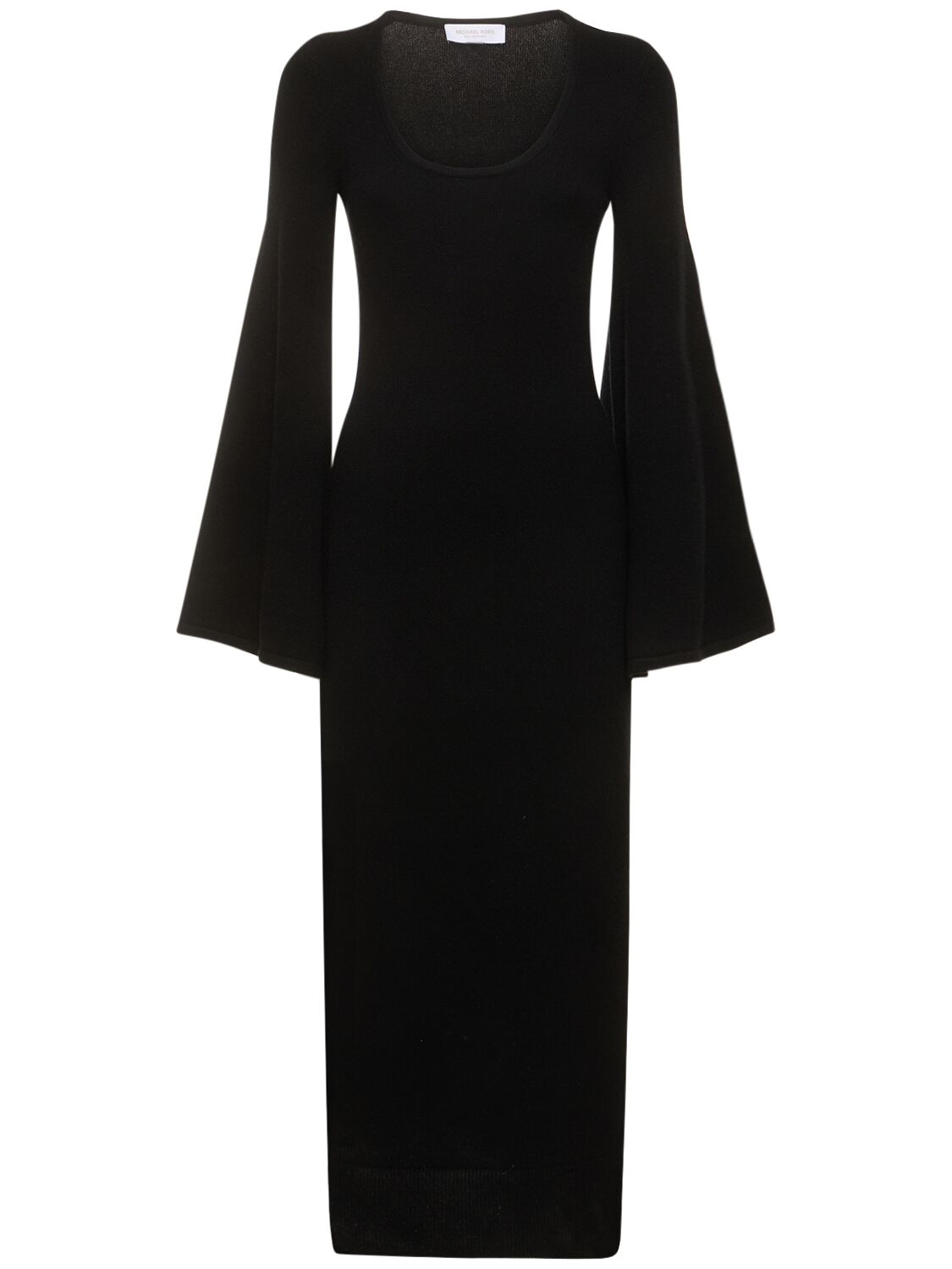 Michael Kors Cashmere Blend Midi Dress In Black