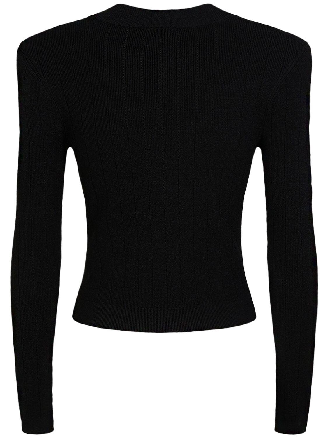 Shop Balmain Cropped Viscose Knit Cardigan In Black