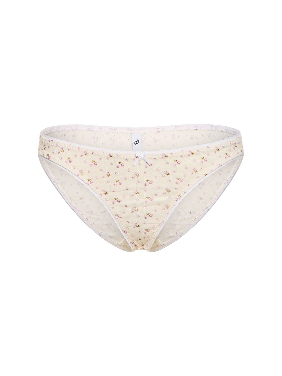 Cou Cou The Pointelle High Rise Cotton Briefs In Neutral