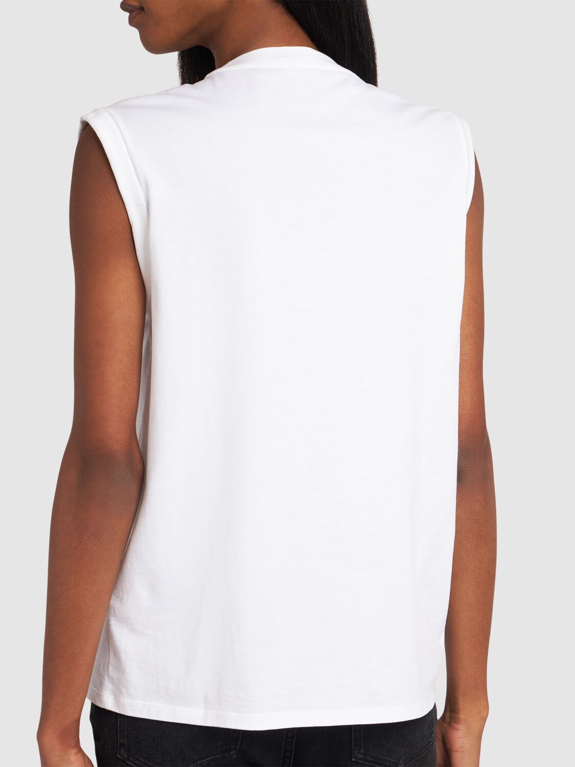 Shop Balmain Logo Print Cotton T-shirt W/buttons In White,black