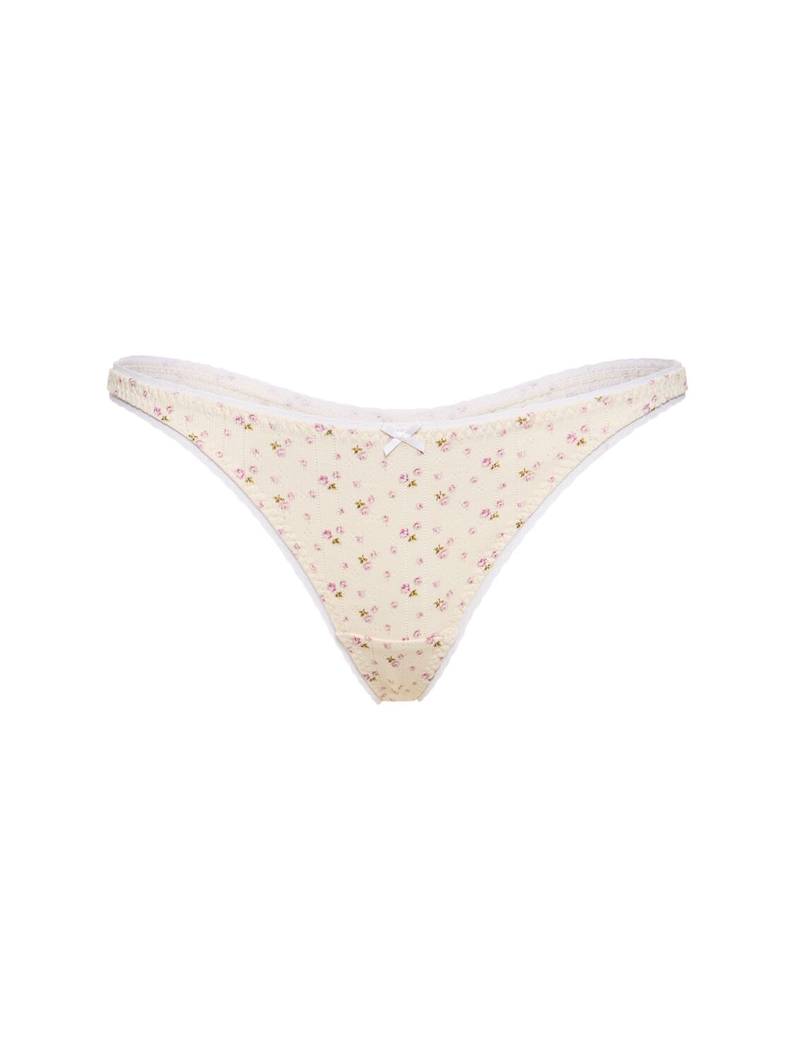 Cou Cou The Pointelle Cotton Thong In Neutral