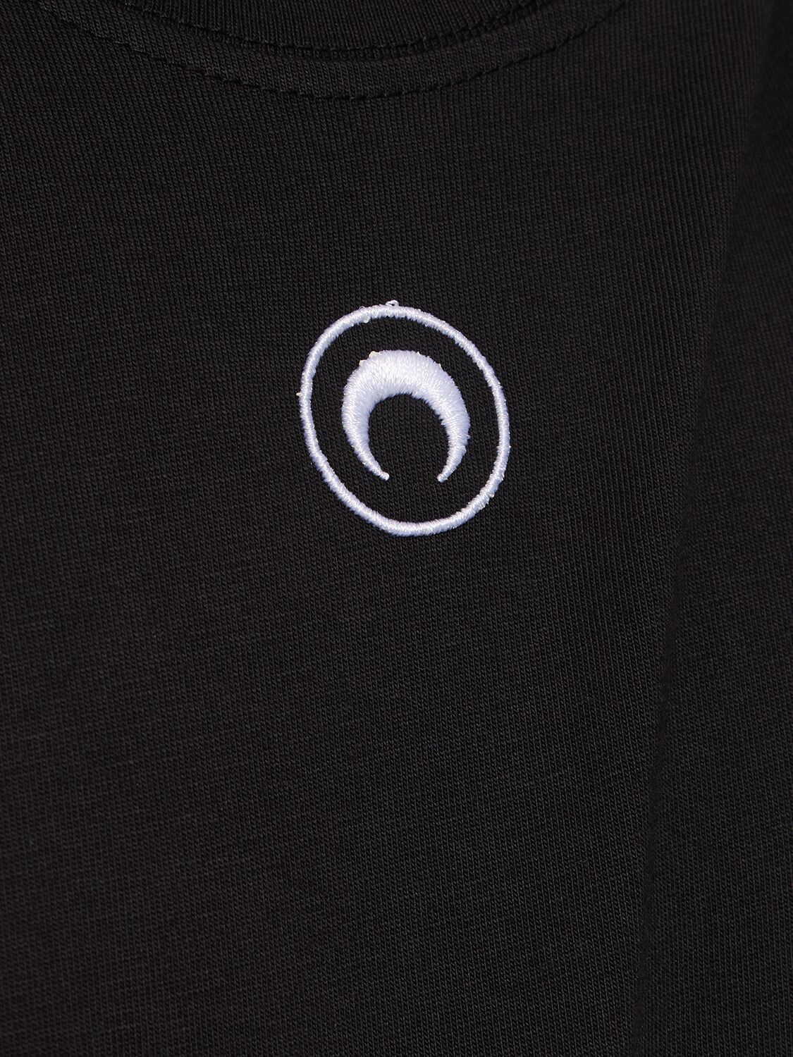 Shop Marine Serre Logo Organic Cotton Jersey Tank Top In Black