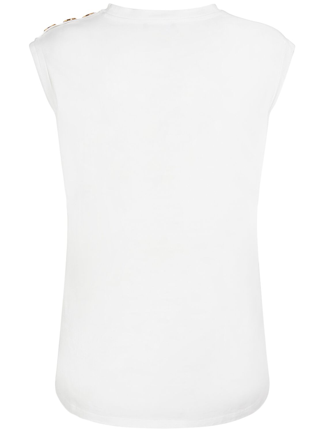 Shop Balmain Logo Print Cotton T-shirt W/buttons In White,black