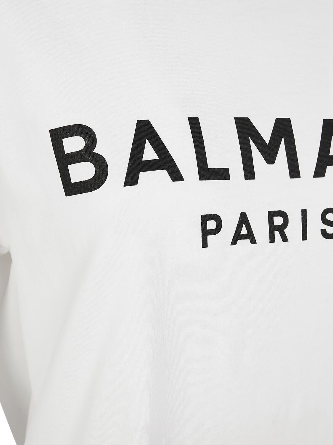 Shop Balmain Logo Print Cotton T-shirt W/buttons In White,black