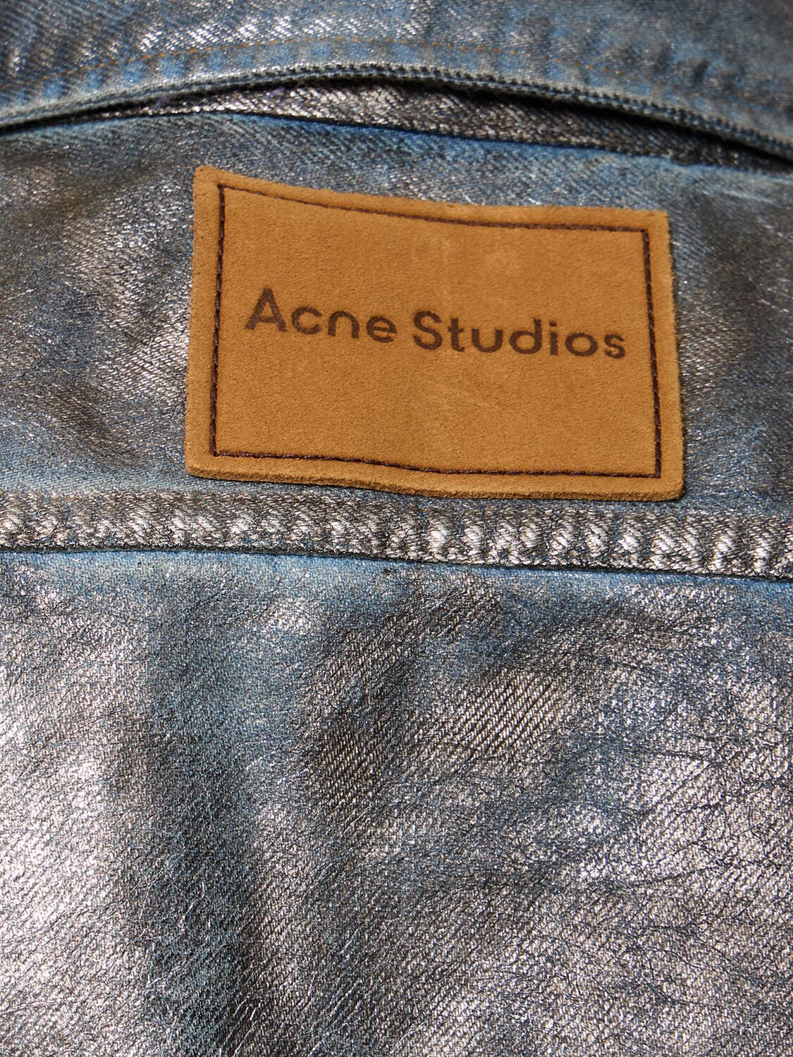 Shop Acne Studios Santo Lunar Coated Cotton Shirt In Silver,blue