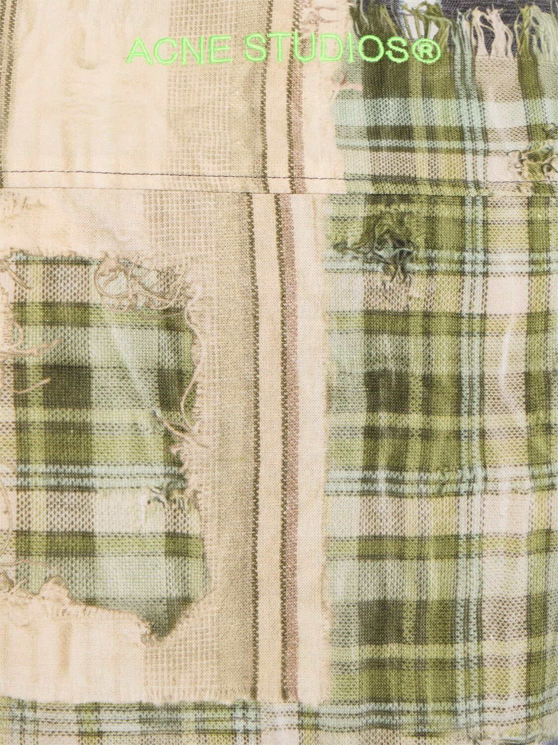 Shop Acne Studios Setar Patchwork Cotton Shirt In Green
