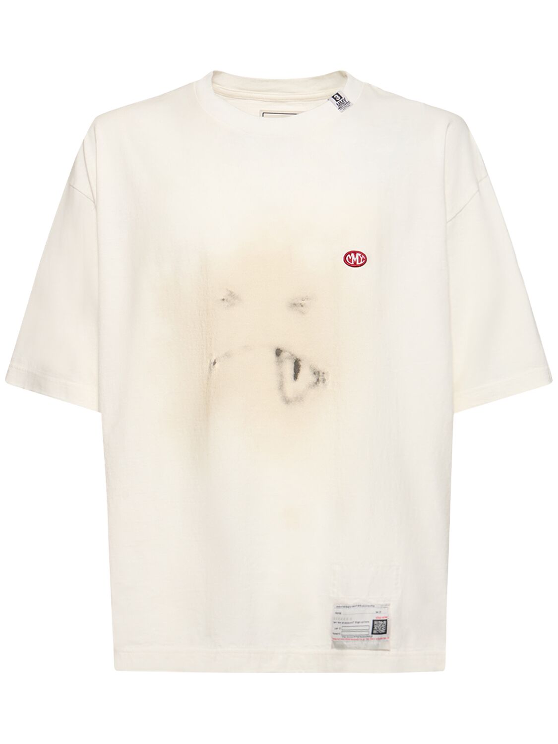Miharayasuhiro Smiley Face Printed Cotton T-shirt In White