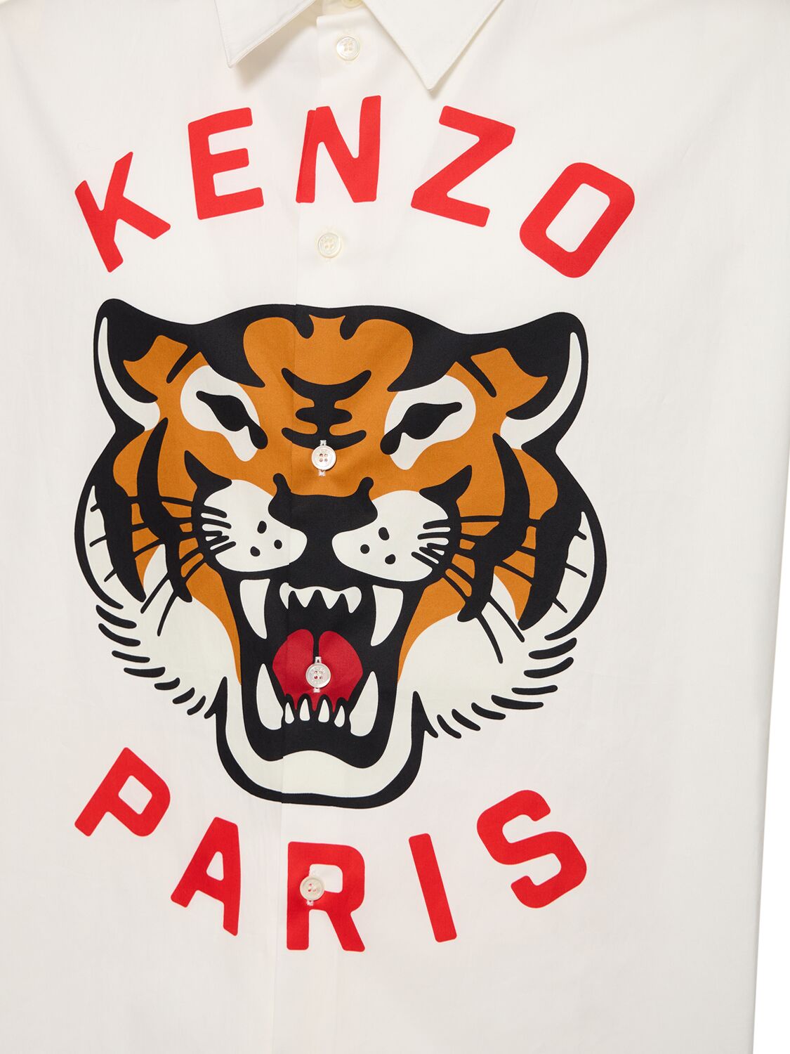 Shop Kenzo Tiger Print Cotton Poplin Shirt In White