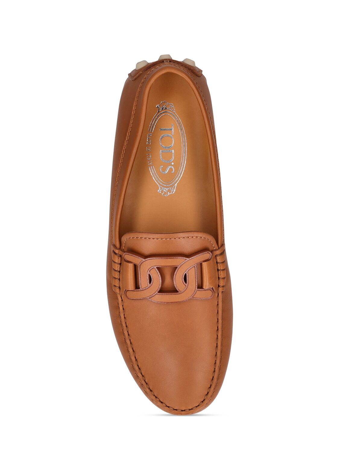 Shop Tod's 10mm Gommino Macro Leather Loafers In Tan