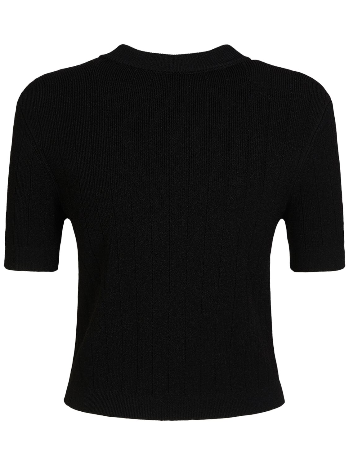 Shop Balmain Short Sleeve Viscose Knit Cardigan In Black