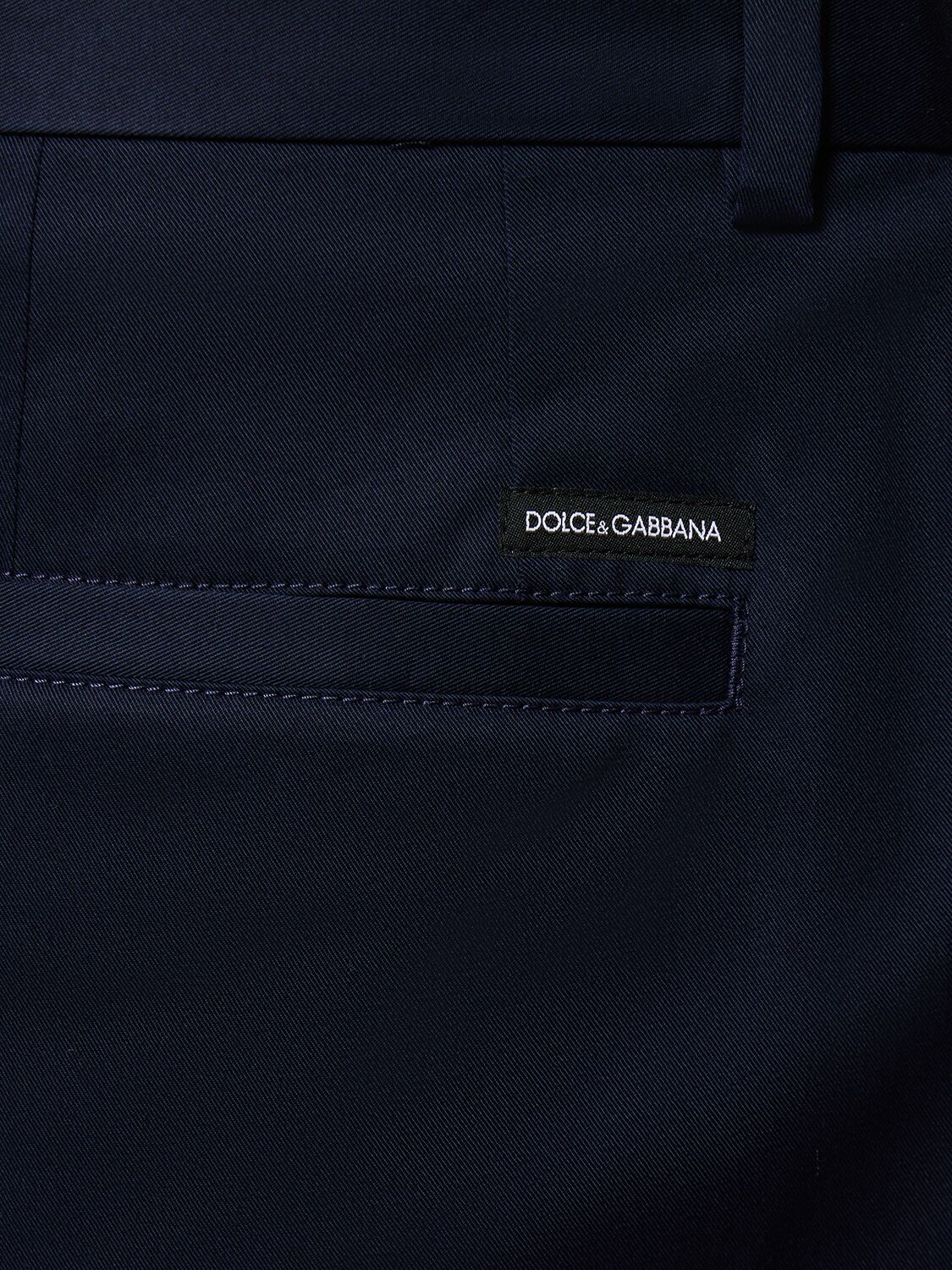 Shop Dolce & Gabbana Wide Cotton Gabardine Chino Pants In Blue Scurissimo