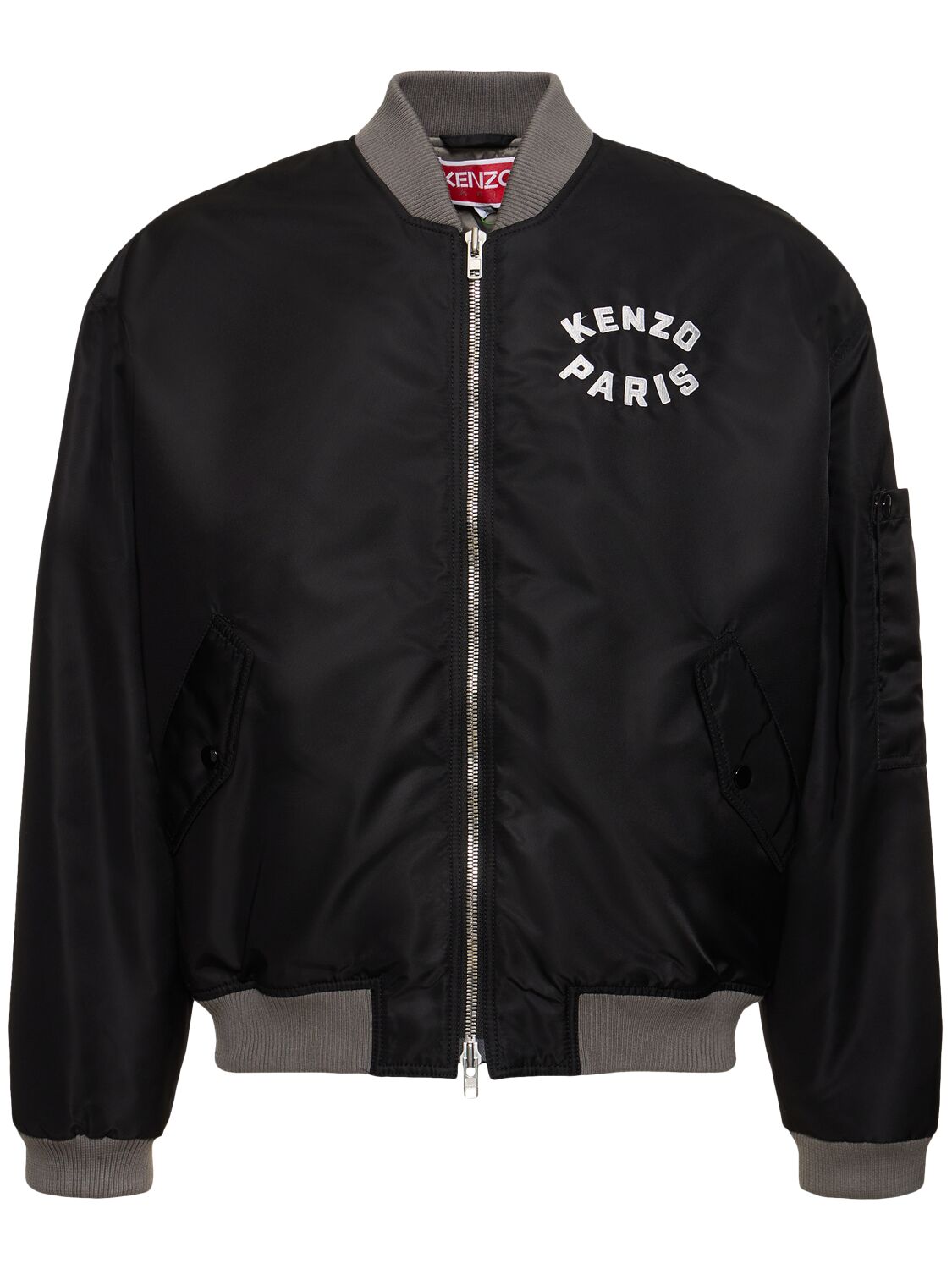 Shop Kenzo Tiger Print Nylon Bomber Jacket In Black