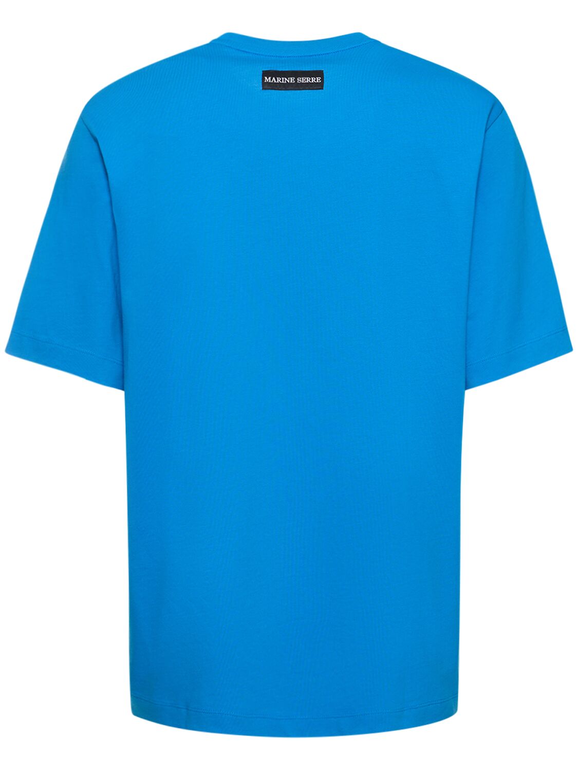 Shop Marine Serre Logo Organic Cotton Jersey T-shirt In Blue