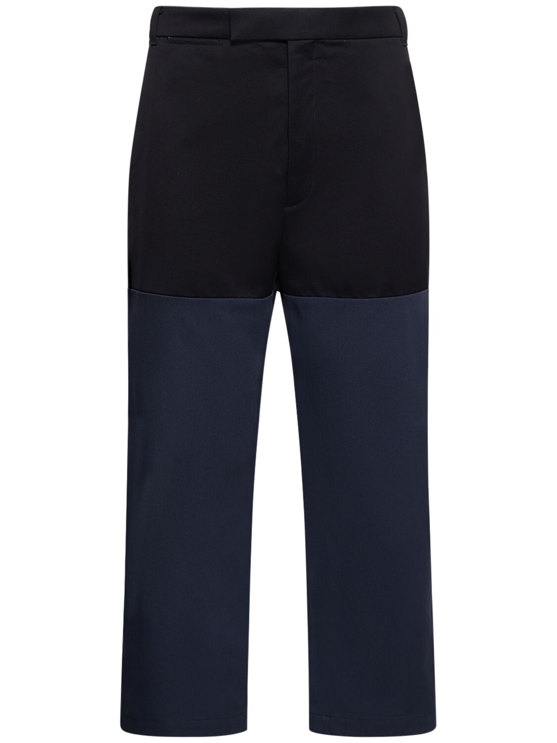Shop Thom Browne Unconstructed Cotton Straight Leg Pants In Navy