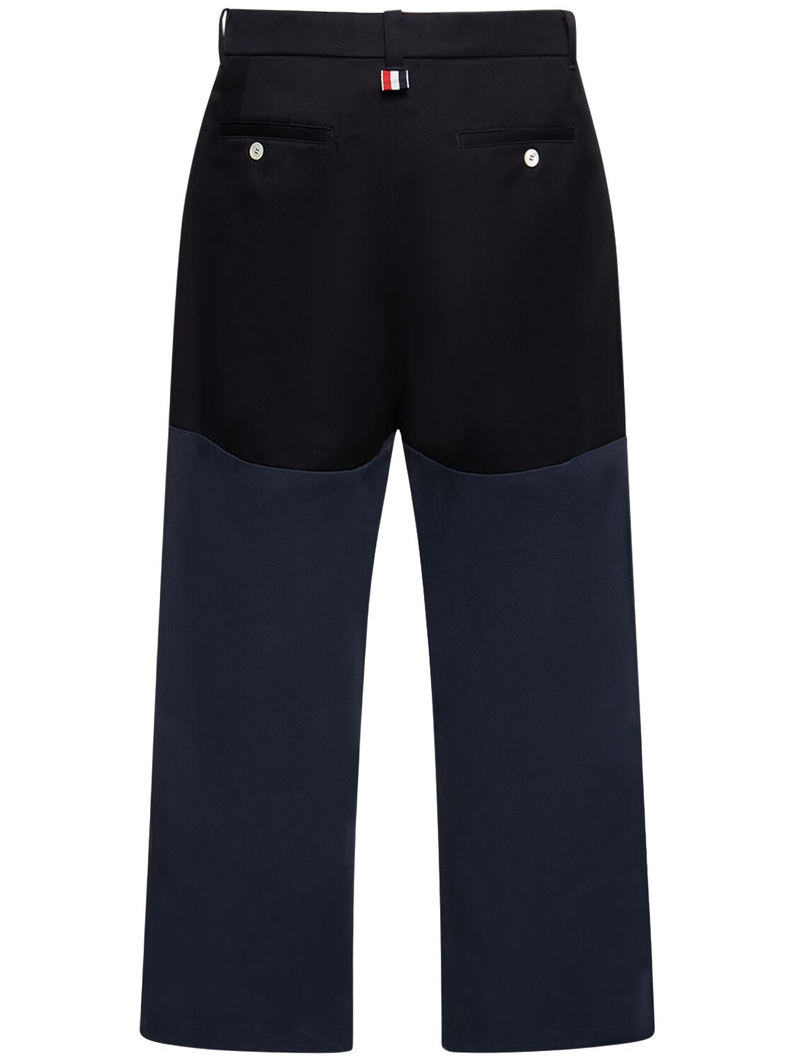 Shop Thom Browne Unconstructed Cotton Straight Leg Pants In Navy