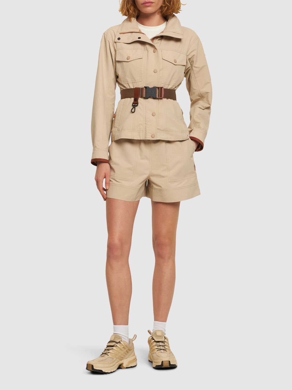 Shop Moncler Meyen Nylon Field Jacket In Camel