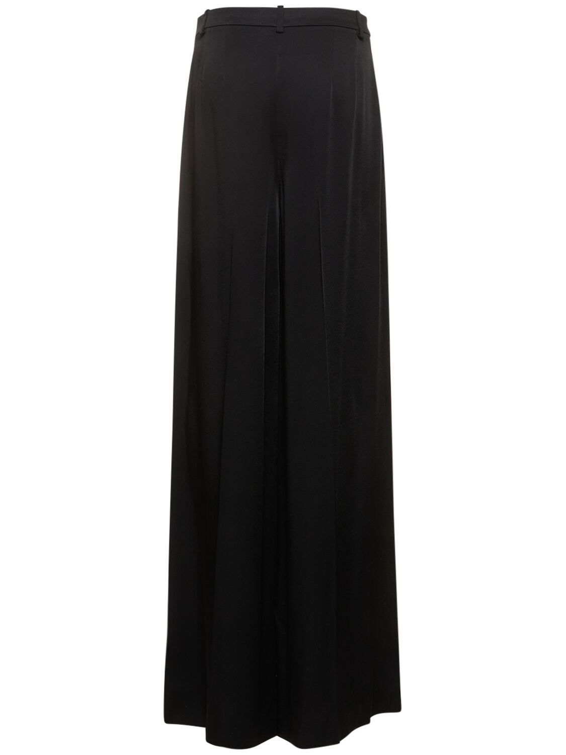 Shop Michael Kors Pleated Satin High Rise Wide Pants In Black