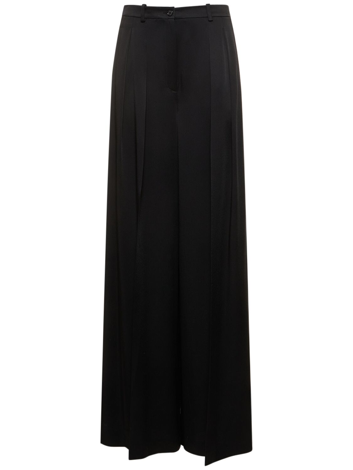 Image of Pleated Satin High Rise Wide Pants