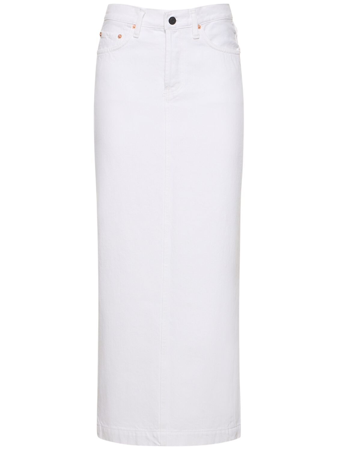 Shop Wardrobe.nyc Straight Denim Maxi Skirt In White