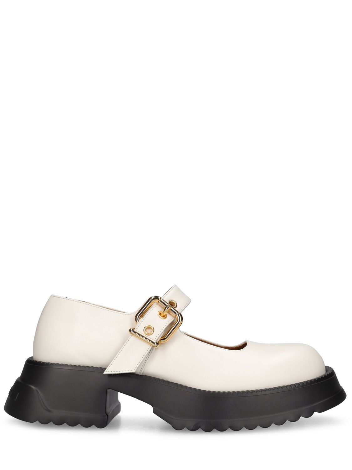 Shop Marni 20mm Mary Jane Leather Shoes In White