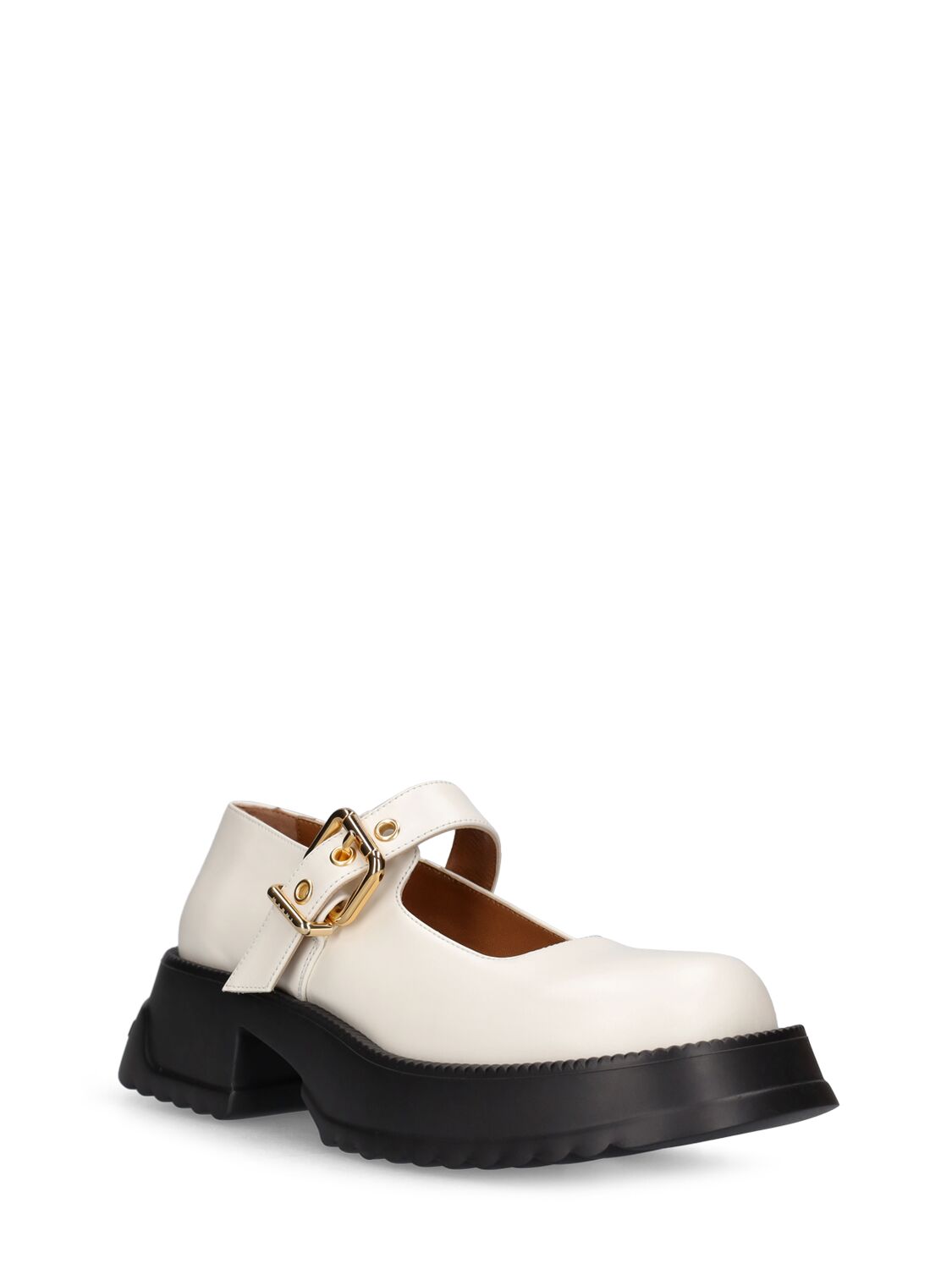 Shop Marni 20mm Mary Jane Leather Shoes In White