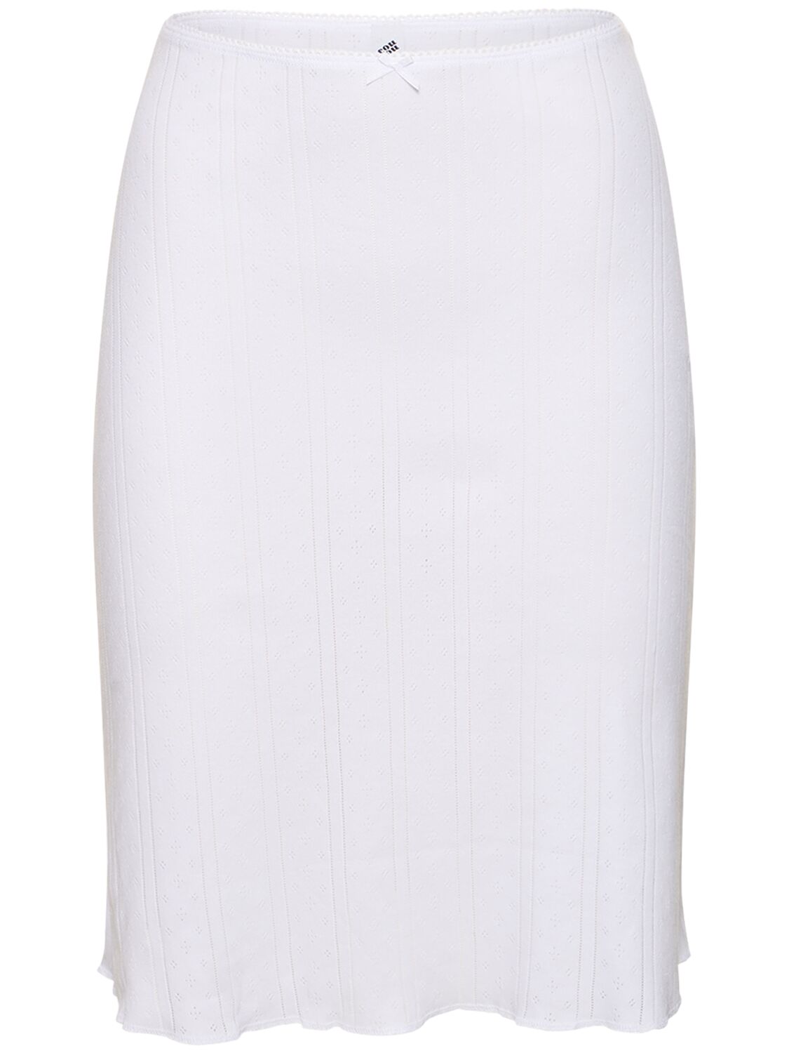 Cou Cou Pointelle Knit Cotton Midi Skirt In White