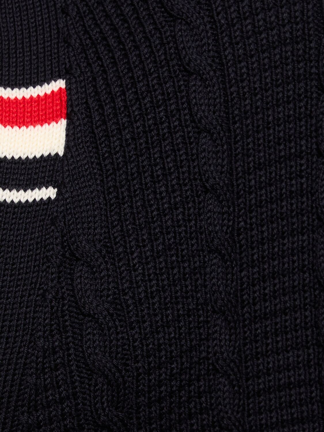 Shop Thom Browne Cable Knit Relaxed V Neck Cardigan In Navy