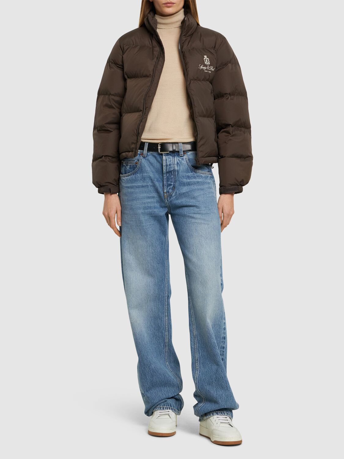 Shop Sporty And Rich Vendome Cropped Down Jacket In Brown