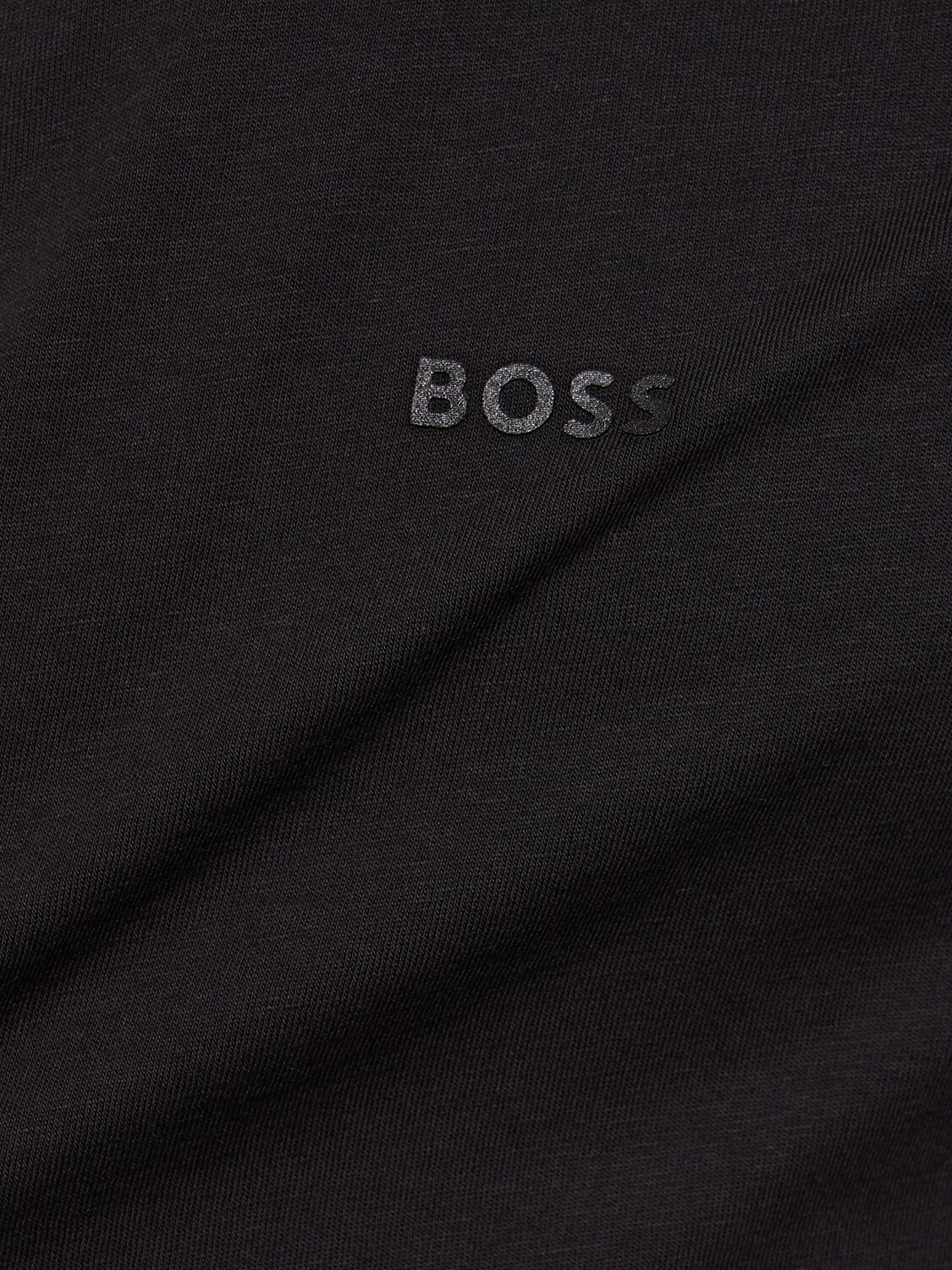 Shop Hugo Boss Thompson Logo Cotton Jersey T-shirt In Black
