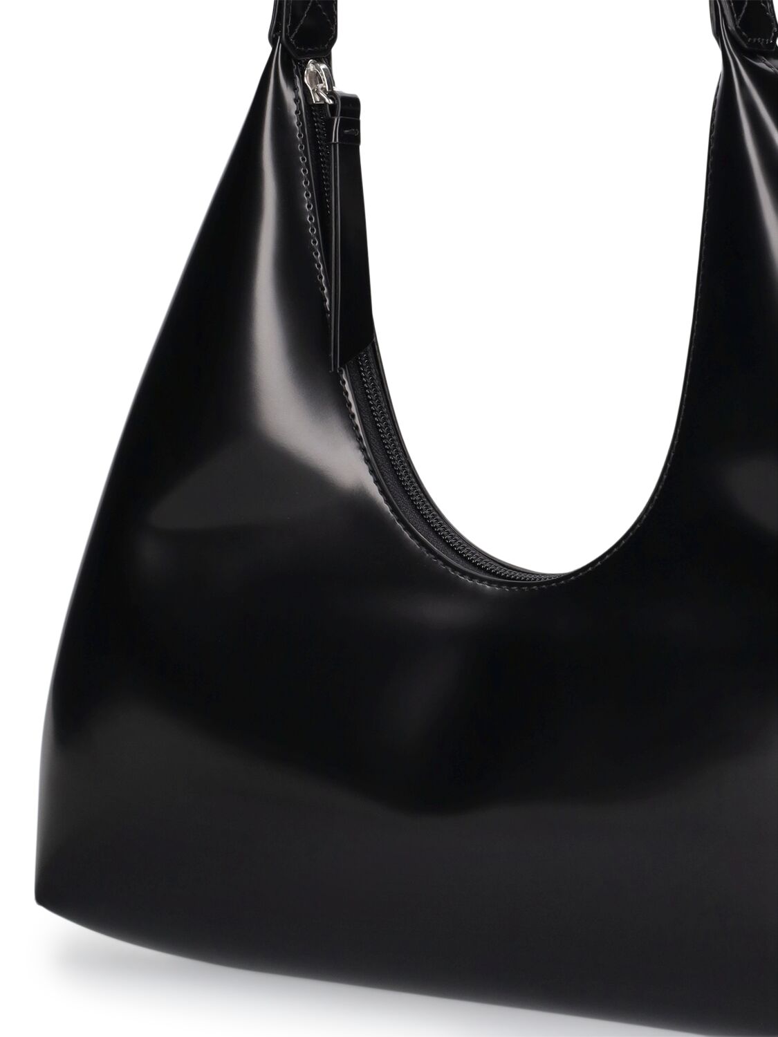 Shop By Far Amber Semi-patent Leather Shoulder Bag In Black