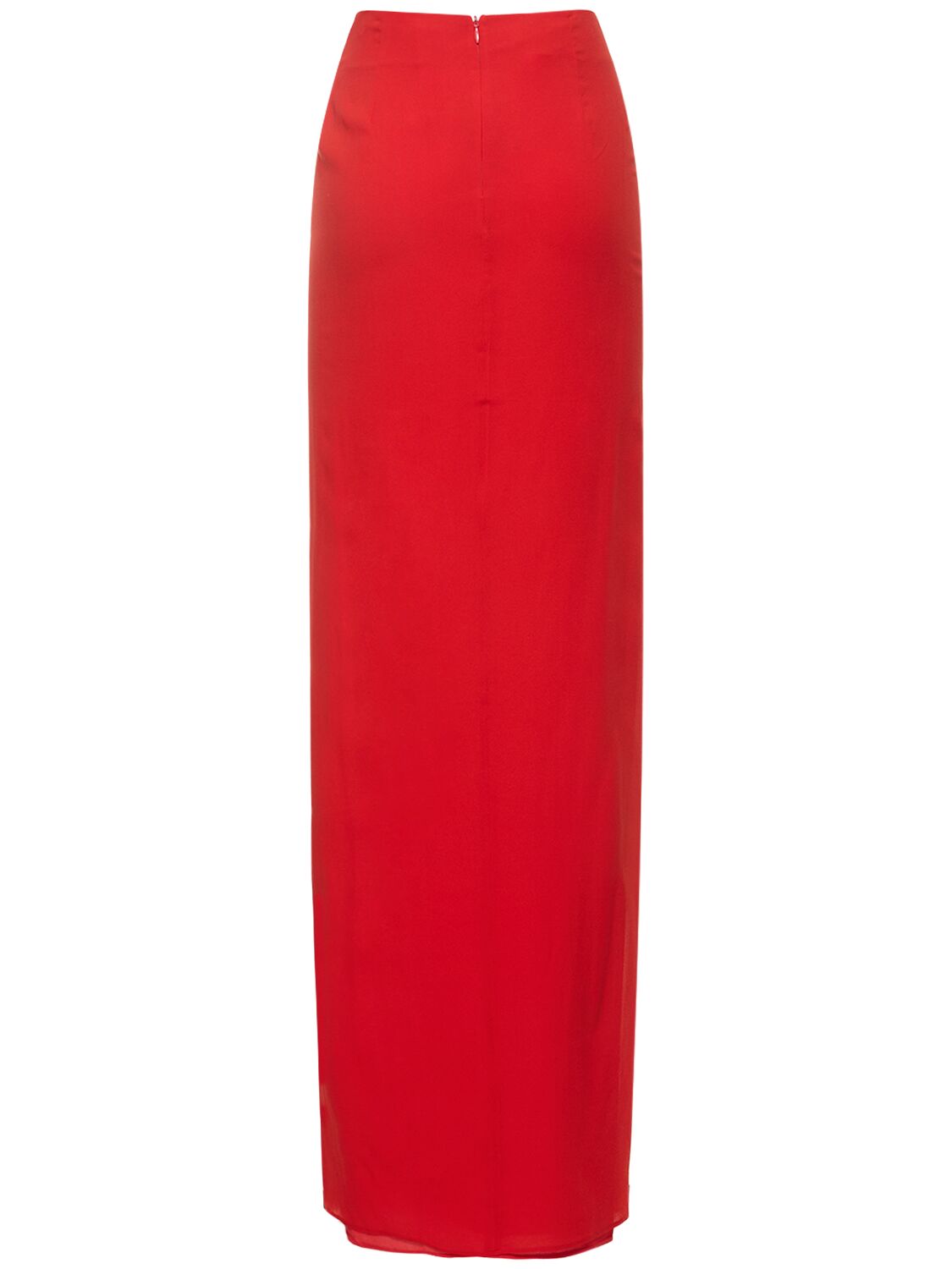 Shop The Andamane Phoebe Stretch Silk Midi Wrap Skirt In Red