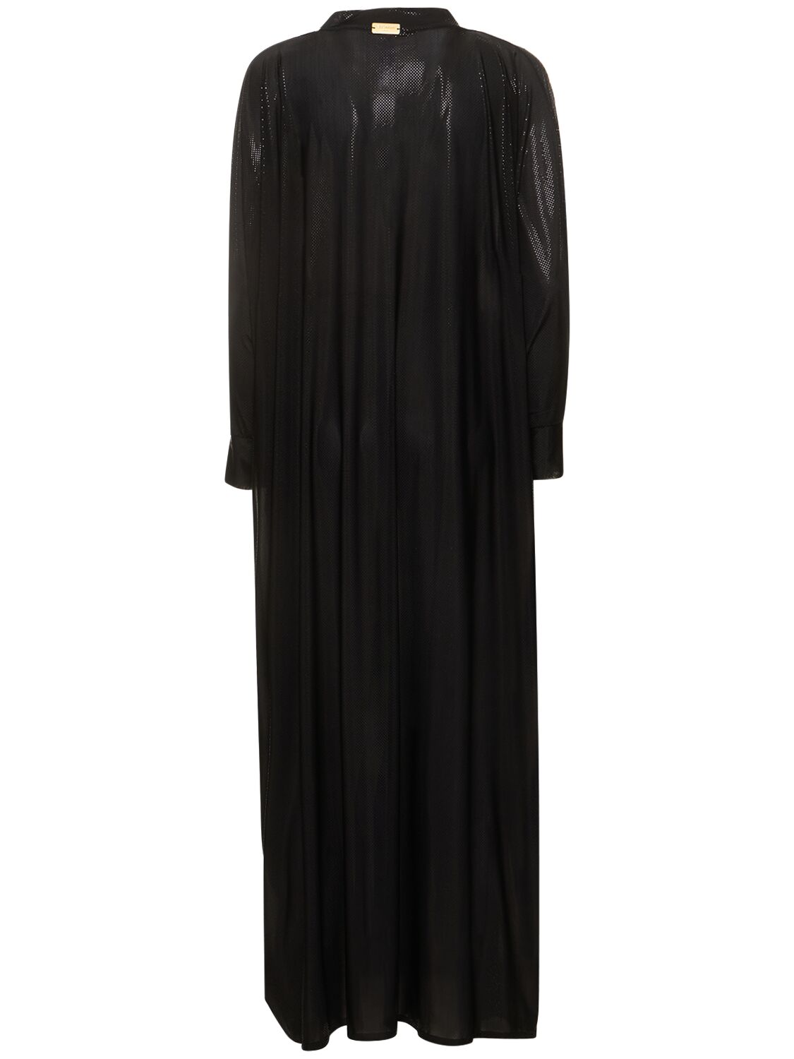 Shop Balmain Shiny Jersey Long V-neck Kaftan Dress In Black