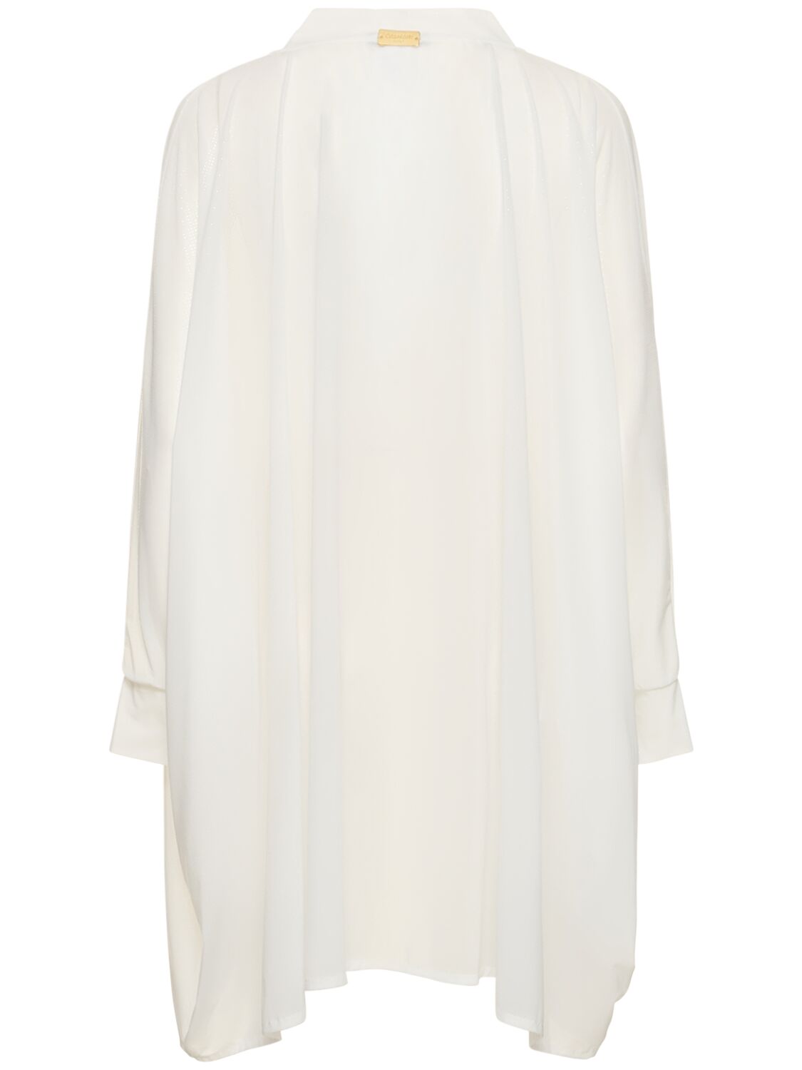 Shop Balmain Shiny Jersey V-neck Mini Kaftan Dress In White
