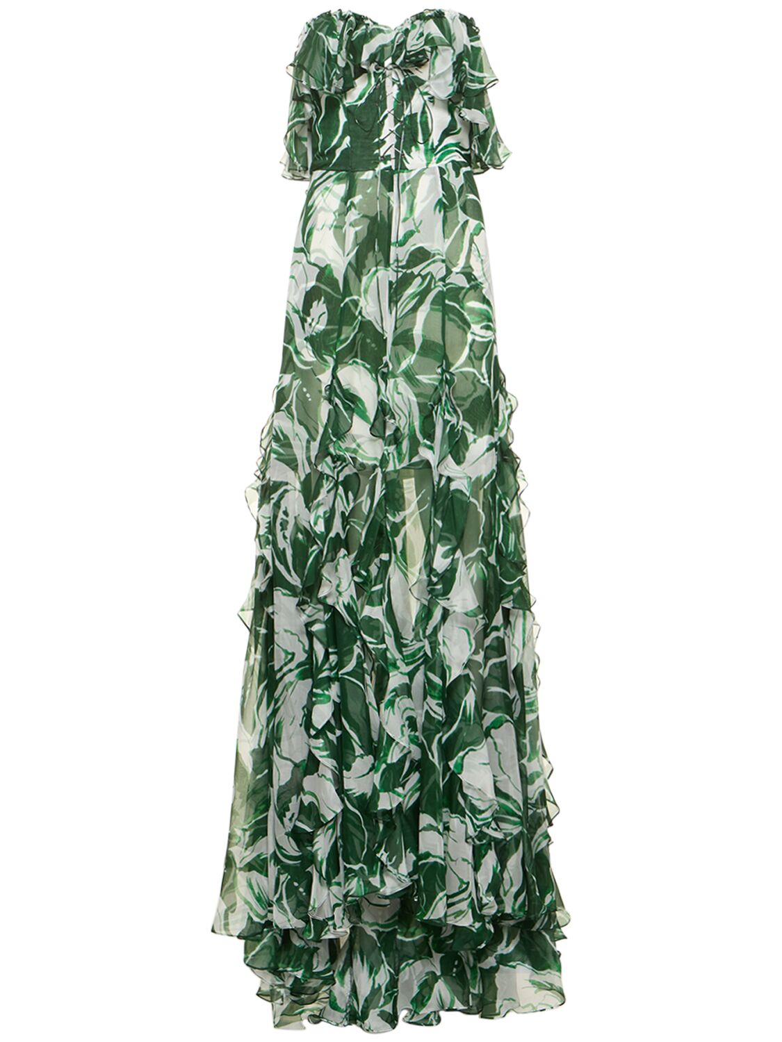 Costarellos Galiya Printed Silk Blend Chiffon Dress In Multi,green