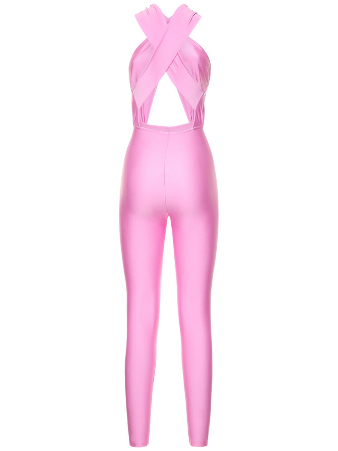 Shop The Andamane Hola Shiny Stretch Lycra Jumpsuit In Pink