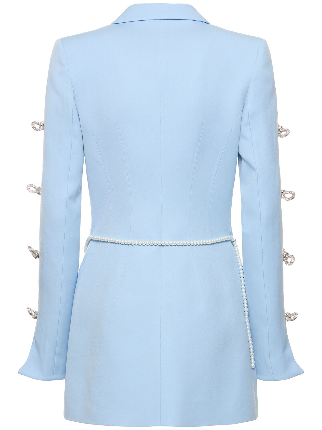 Shop Mach & Mach Embellished Wool Blazer Mini Dress In Sky Blue