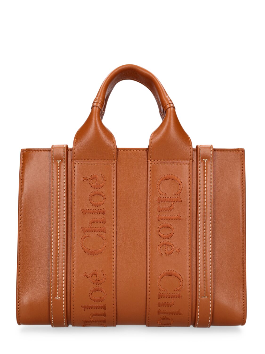 Chloé Small Woody Leather Tote Bag In Caramel