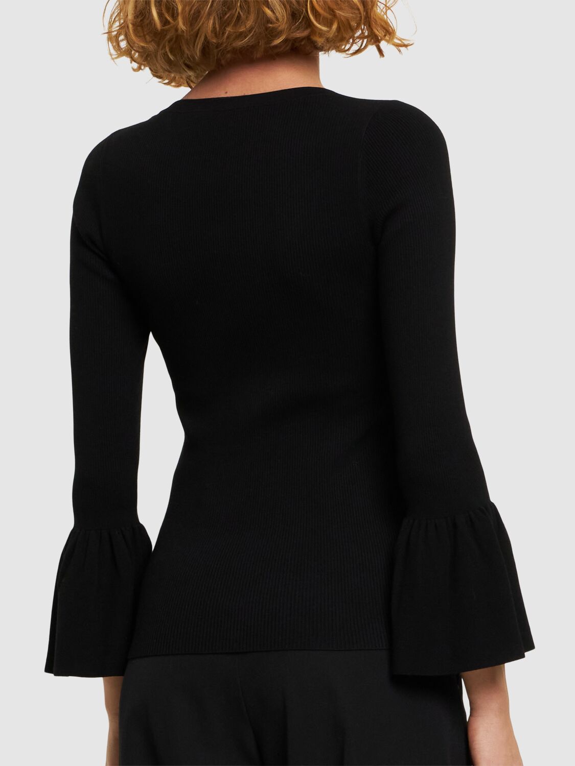 Shop Michael Kors Bell Sleeve Viscose Jersey Top In Black