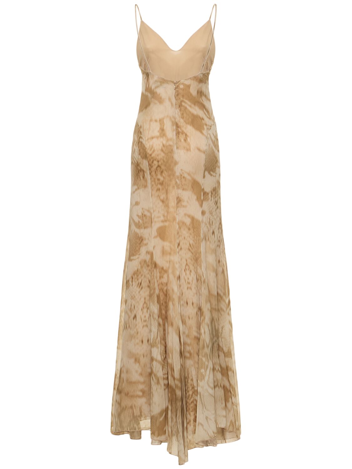 Shop Blumarine Printed Viscose Long Dress In Multi,beige