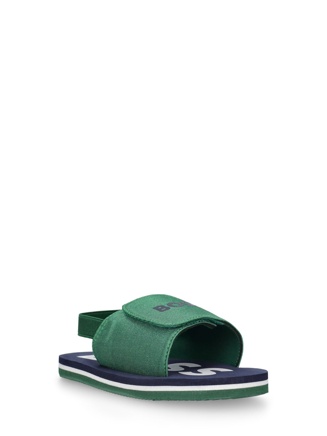 Shop Hugo Boss Elastic Strap Sandals W/ Logo In Green,navy