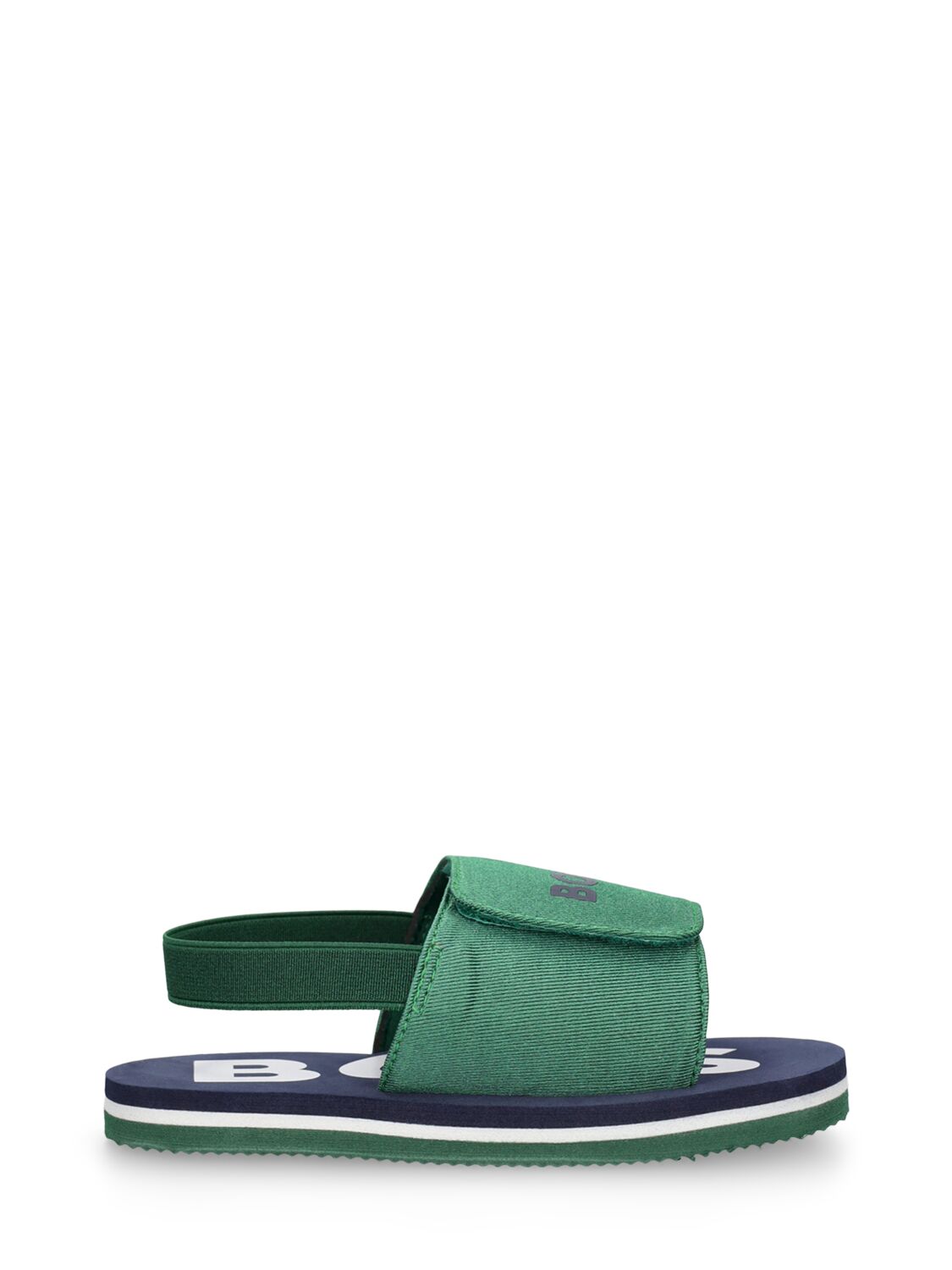 Hugo Boss Kids' Elastic Strap Sandals W/ Logo In Green,navy